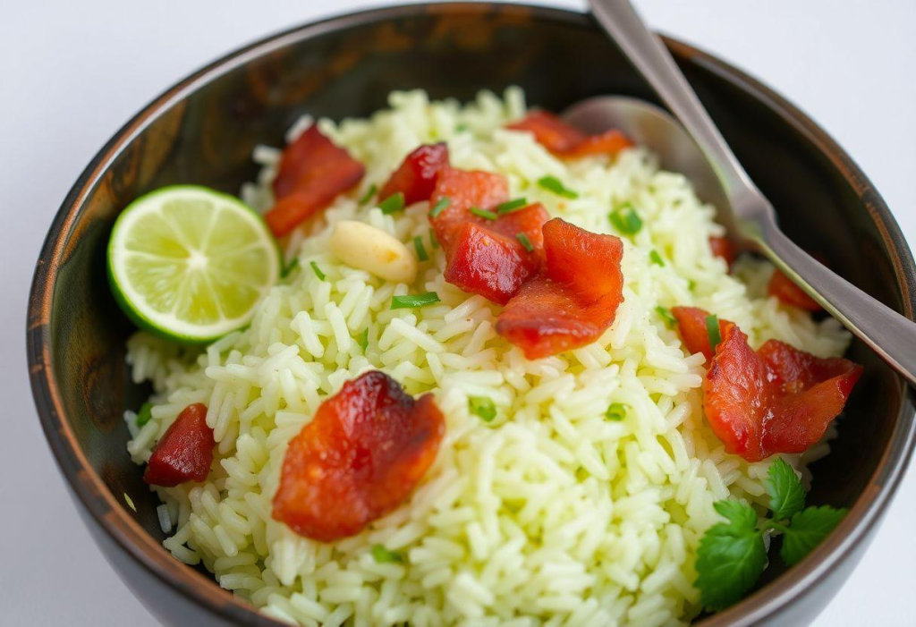 Arroz Temperado Com Bacon e Milho Verde
