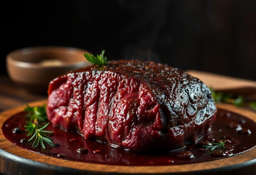 Bife Acebolado com Molho Madeira Falso