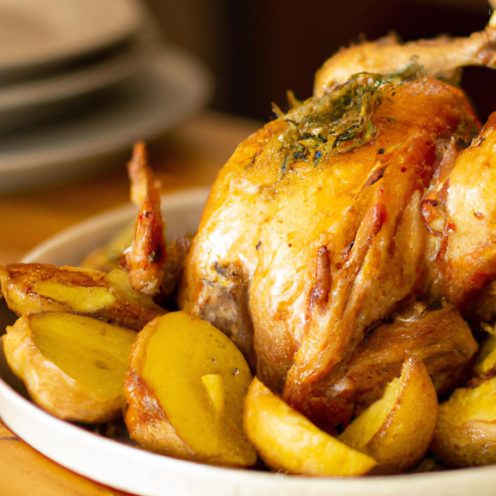 Frango Assado com Batatas Coradas e Alecrim: Almoço de Família