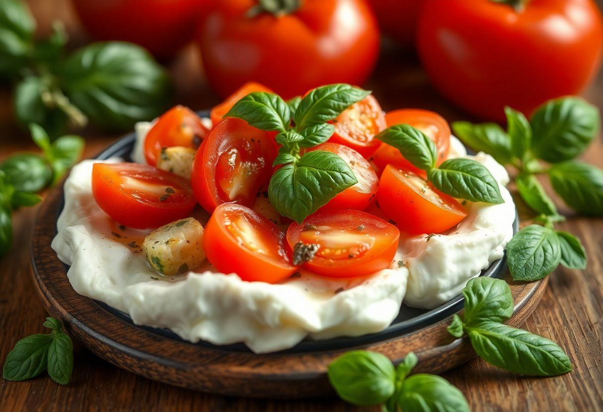 Salada Caprese: Tomate, Muçarela de Búfala e Manjericão
