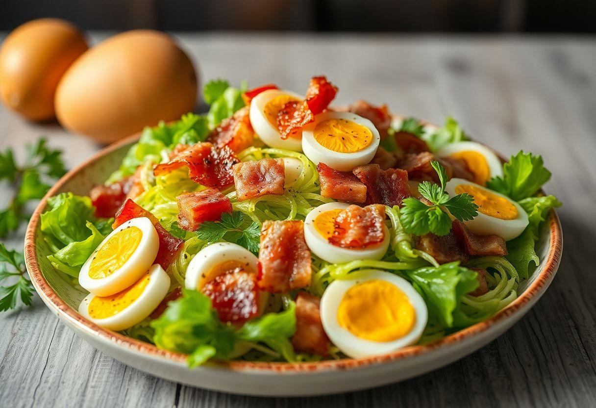Salada De Espinafre Com Bacon E Ovos