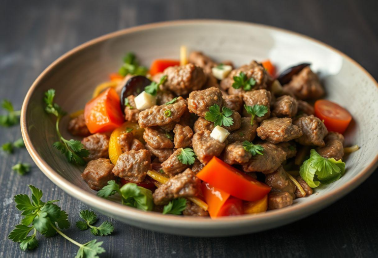 Salada de Carne Desfiada com Vinagrete: Aproveite as Sobras Salada de Carne Desfiada com Vinagrete: Aproveite as Sobras