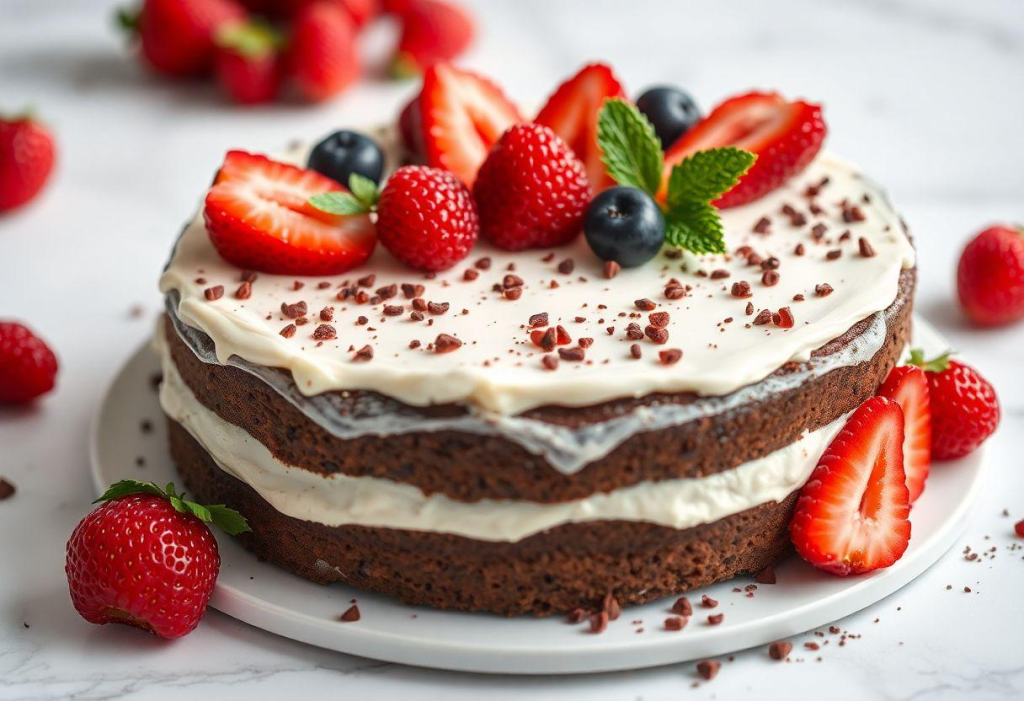 Pudim De Chocolate Branco Com Frutas Vermelhas