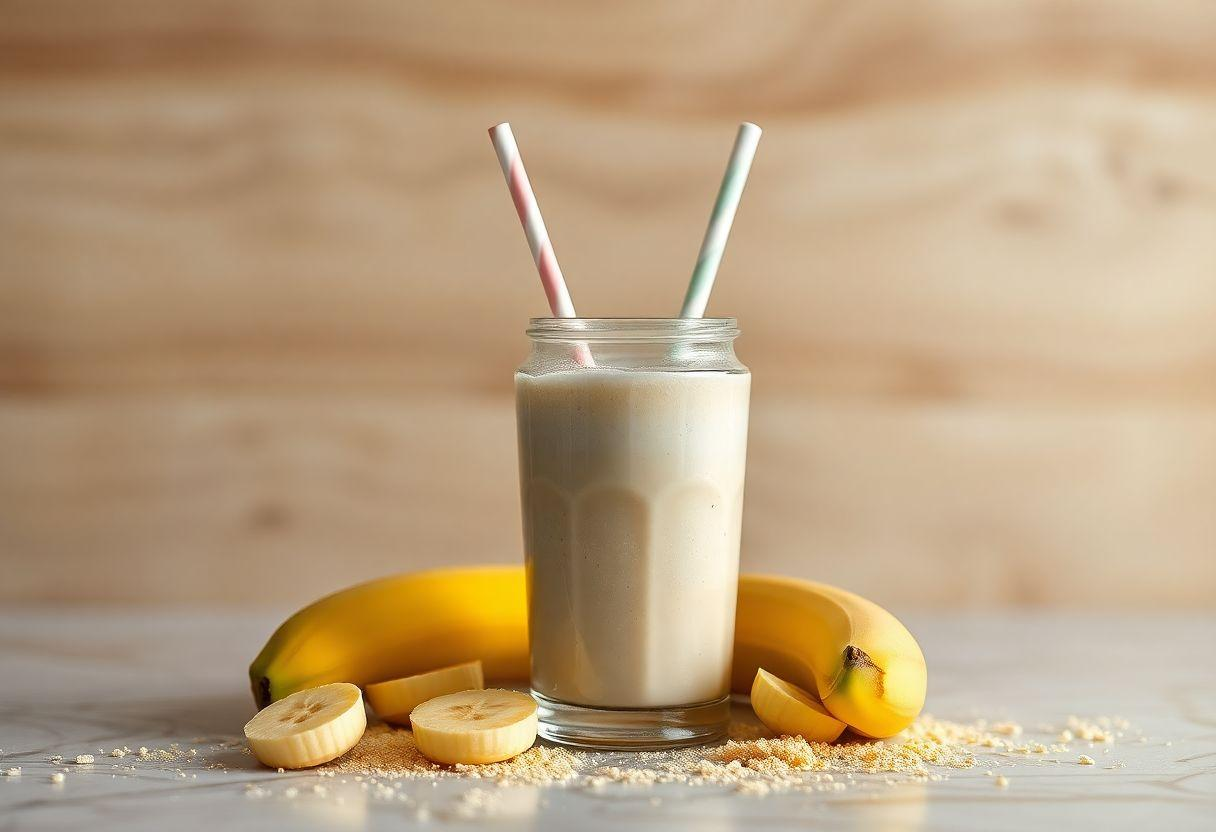 RECEITA COM PASTA DE AMENDOIM SHAKE PROTEICO DE BANANA POS TREINO