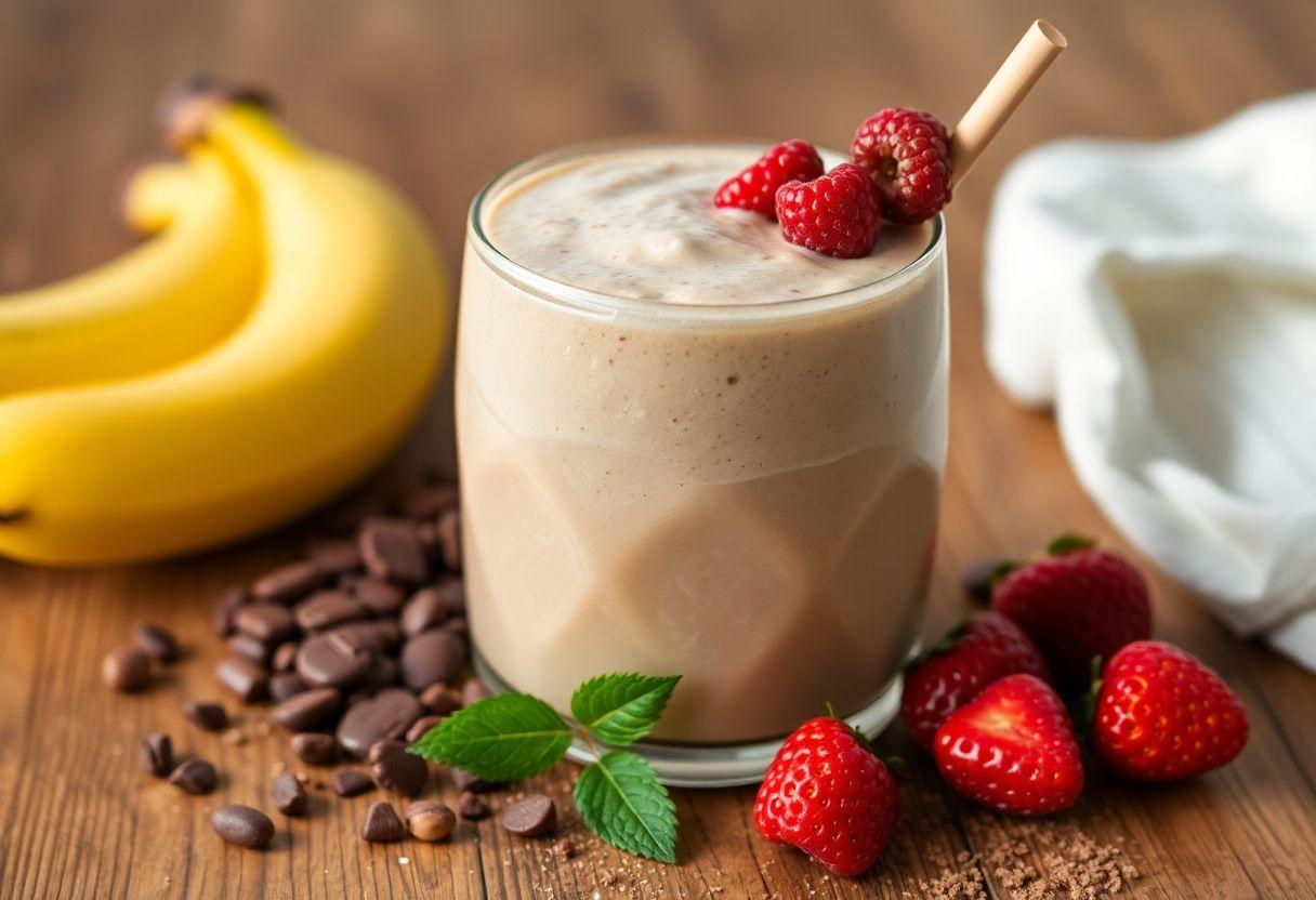 RECEITA COM WHEY DE CHOCOLATE E BANANA SHAKE ENERGETICO PRE TREINO