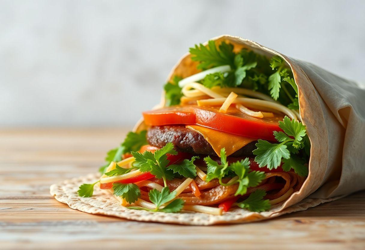 RECEITA COM WRAP LANCHE RÁPIDO RECHEADO COM FRANGO E SALADA